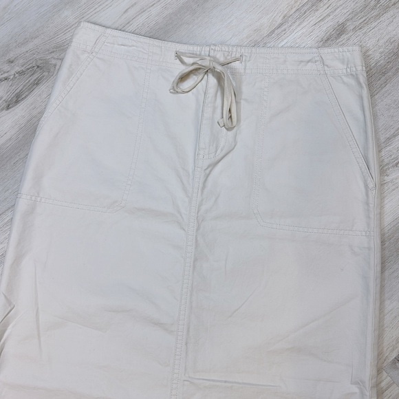 Y2K Creamy Khaki Low Rise Long Chino Maxi Skirt w/ Tie Front Waist / NWT / Sz 8 - Picture 3 of 8